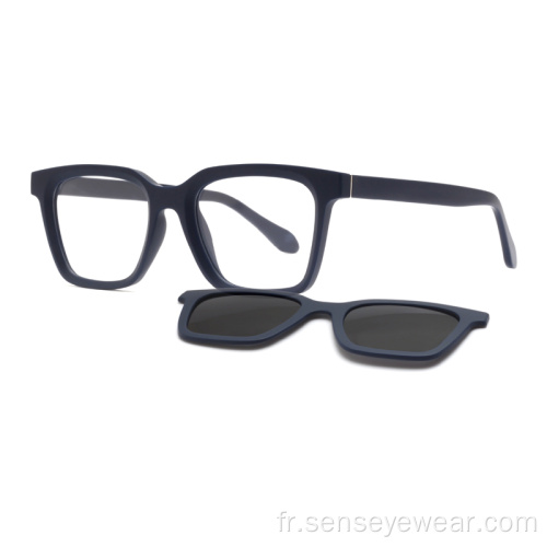 Clip polarisé magnétique Square TR90 sur des lunettes de soleil